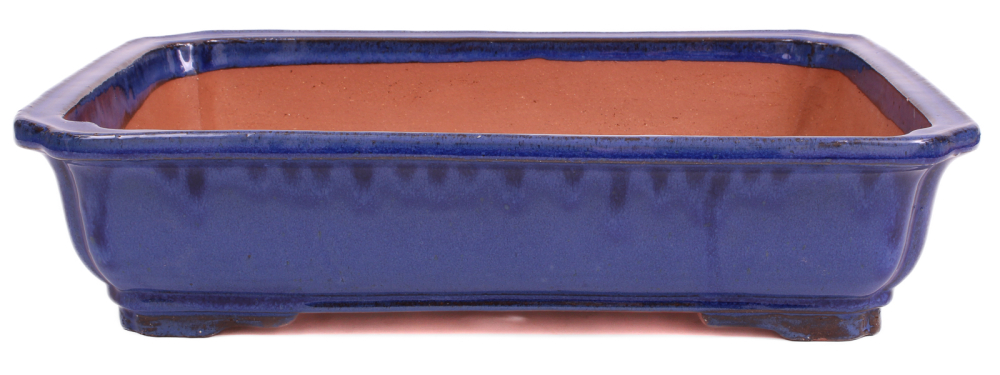 Bonsai - Schale eckig 41.5 x 32.5 x 10 cm, blau, handgemacht, frostfest  40419