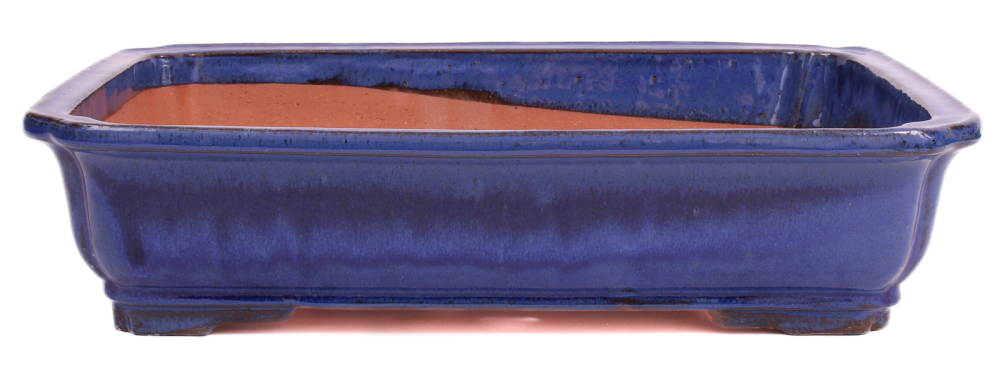 Bonsai - Schale eckig 41.5 x 32.5 x 10 cm, blau, handgemacht, frostfest  40419