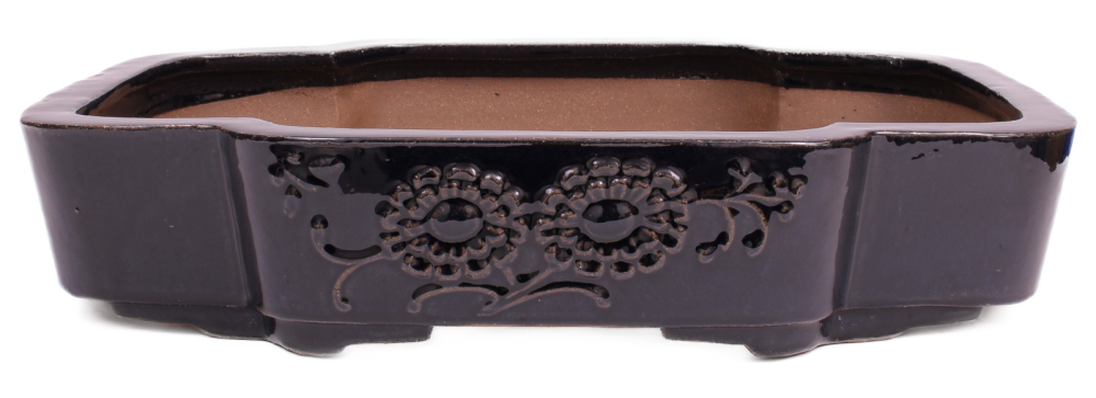 Bonsai - Schale eckig 53.5 x 44 x 11 cm, dunkelblau mit Relief  frostfest 40448