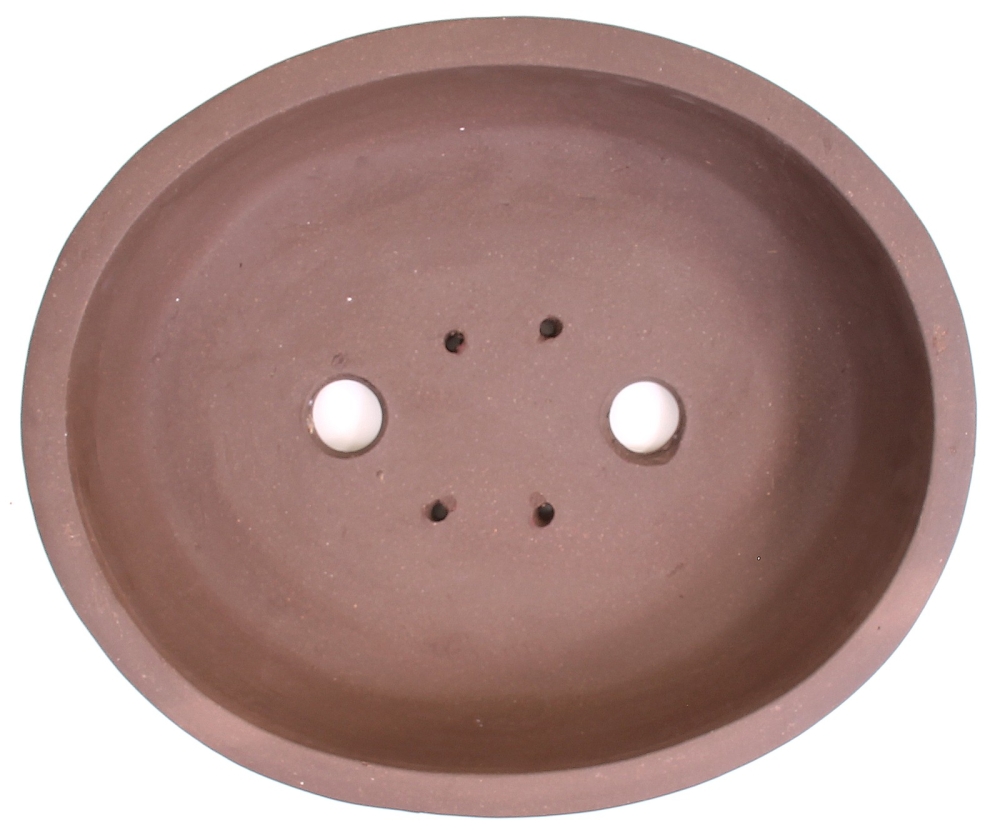 Bonsai - Schale oval 38,5 x 32 x 8 cm, unglasiert, braun  40870