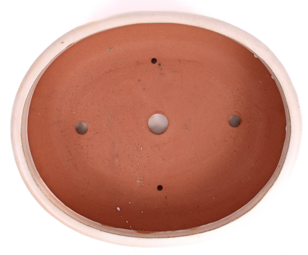 Bonsai - Schale oval 38.5 x 30.5 x 9.5 cm creme mit Untersetzer 41124
