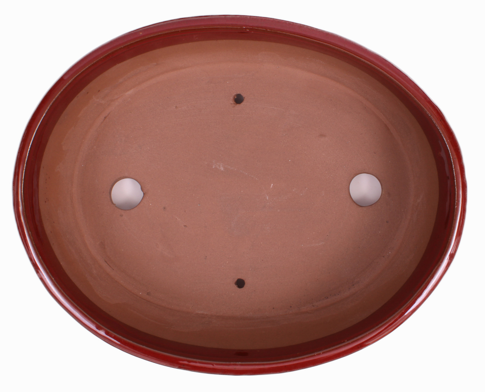 Bonsai - Schale oval 31 x 24.5 x 9 cm braunrot mit Untersetzer 41128