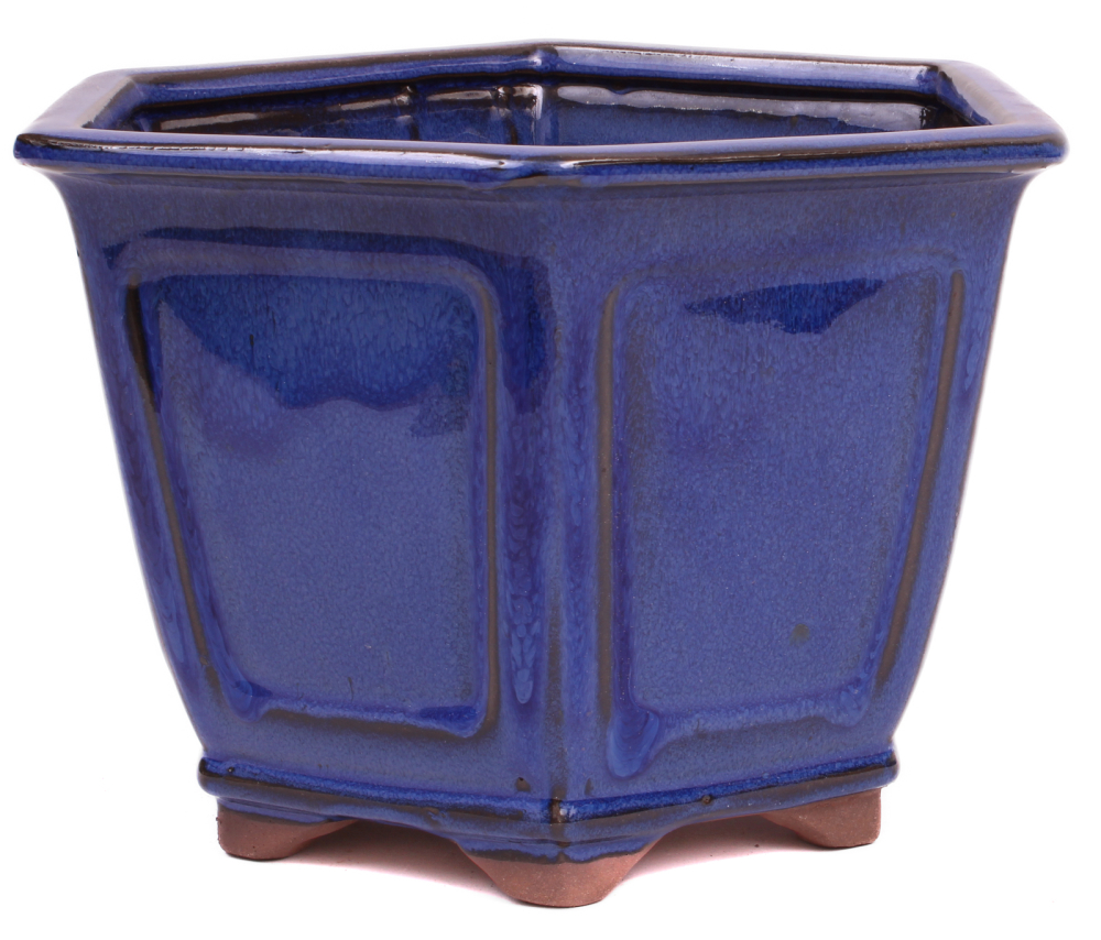 Bonsai - Kaskadenschale 6-eckig 22.5 Ø x 20.5 cm blau 50067