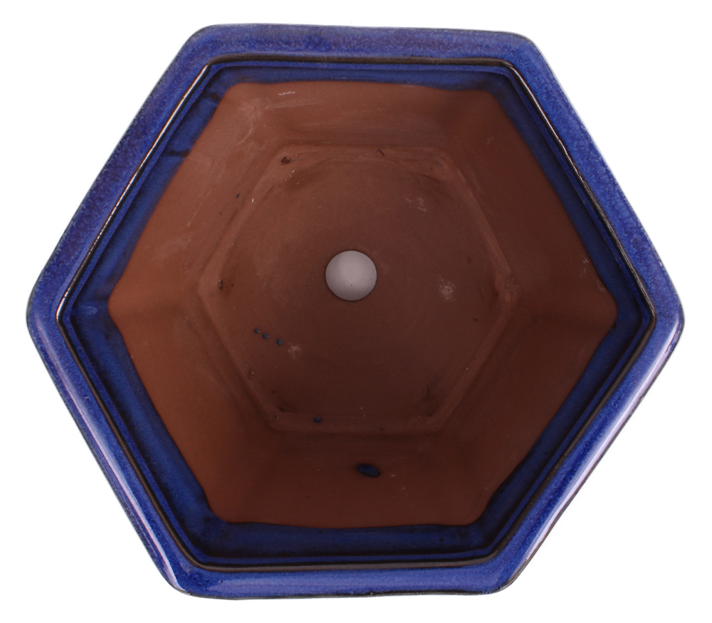 Bonsai - Kaskadenschale 6-eckig 22.5 Ø x 20.5 cm blau 50067