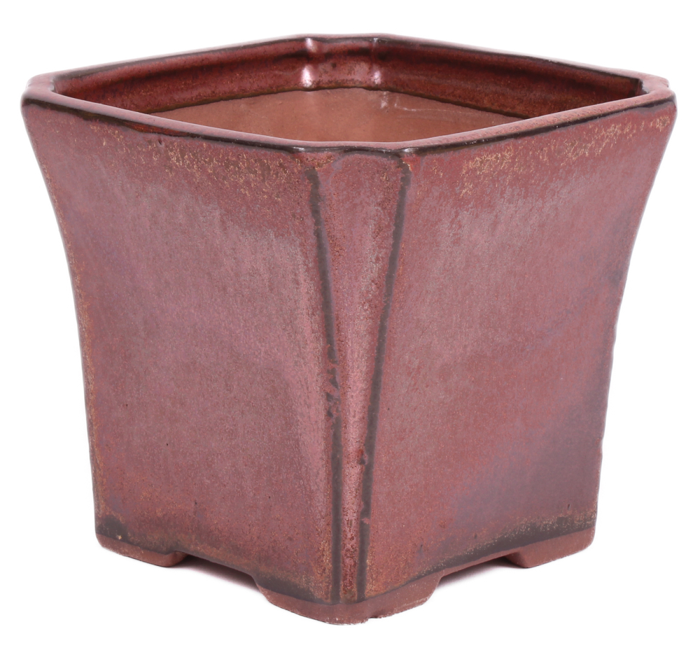 Bonsai Kaskadenschale quadratisch 13 x 13 x 11.5 cm kupferfarben 50213