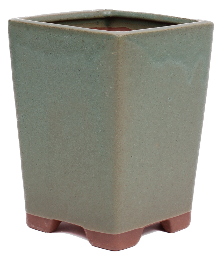 Bonsai - Kaskadenschale 10.5 x 10.5 x 14.5 cm matt grün 50227