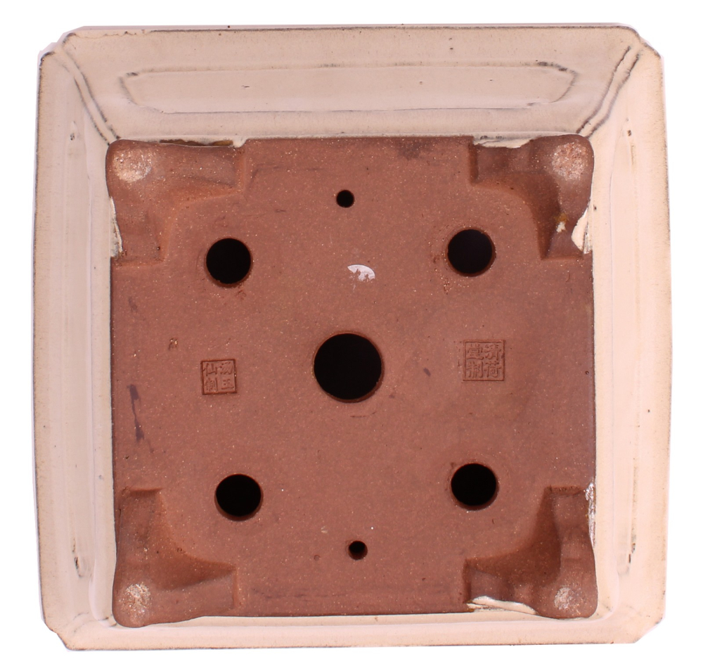 Bonsai - Kaskadenschale 30 x 30 x 16 cm eckig cremefarben frostfest 50234