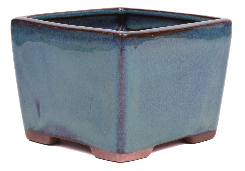 Bonsai Kaskadenschale quadratisch 13.5 x 13.5 x 10.5 cm grünblau 50239