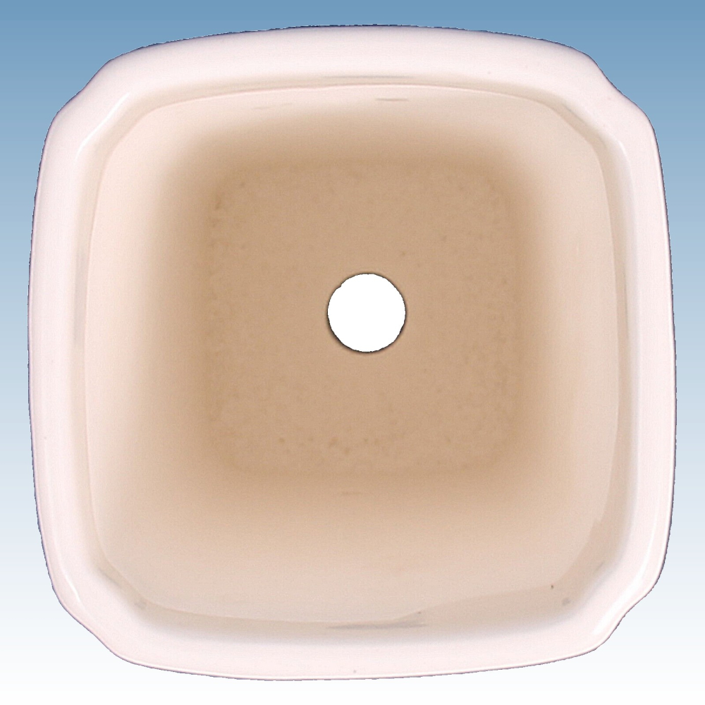 Bonsai - Schale, Kaskadenschale, eckig 10 x 10 x 18 cm, weiss mit Motiv   50858