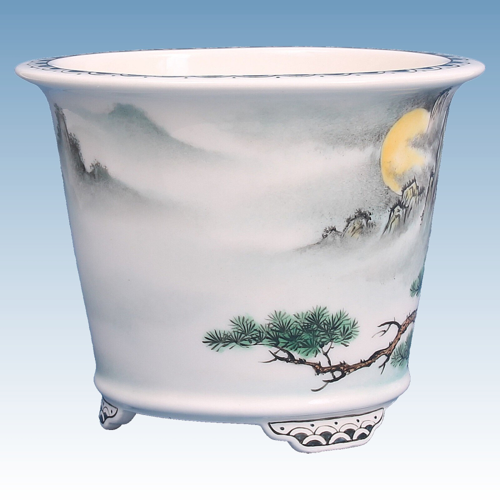 Bonsai - Schale, Kaskadenschale, rund  15 Ø x 11,5 cm, handbemalt  50863