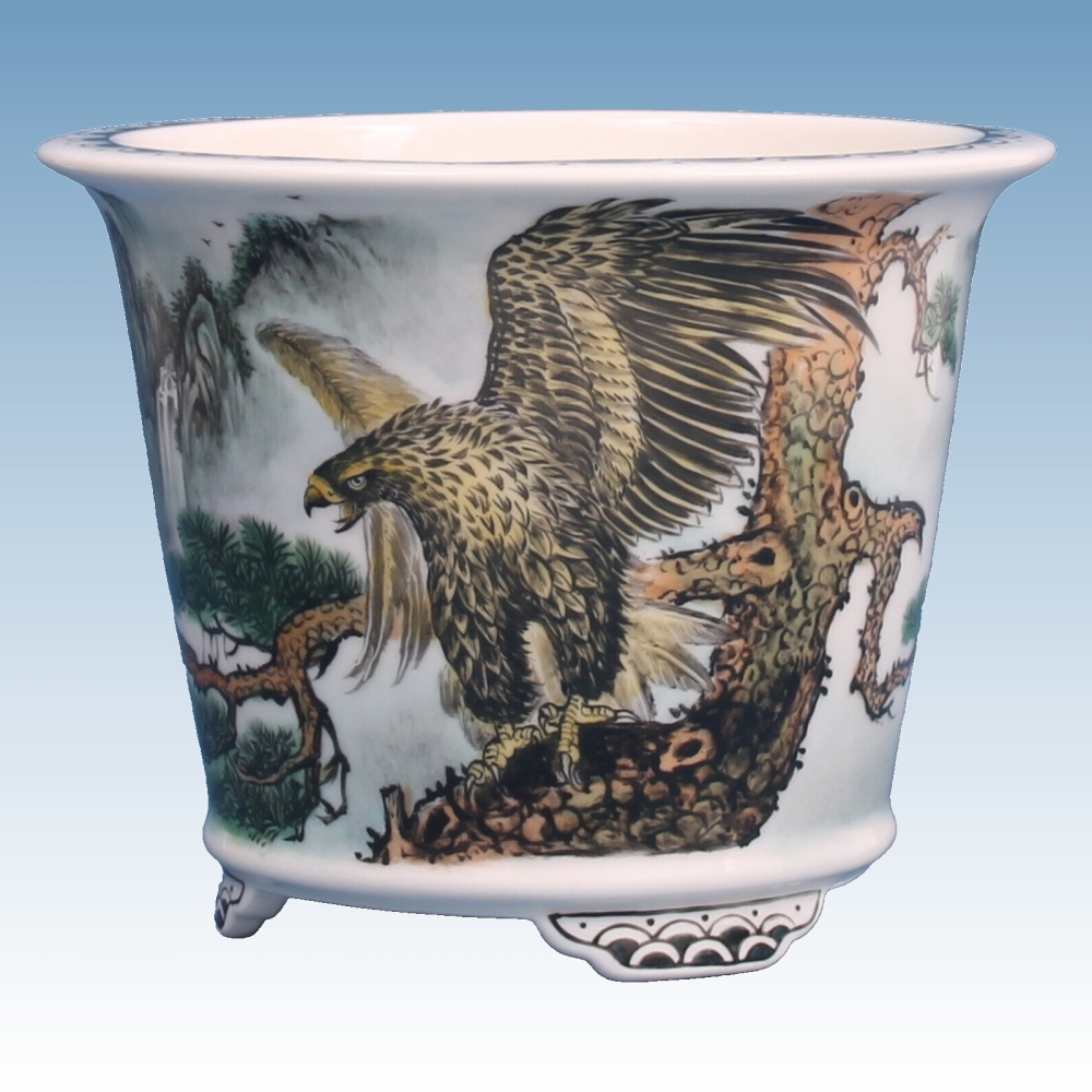 Bonsai - Schale, Kaskadenschale, rund  15 Ø x 11,5 cm, handbemalt  50864