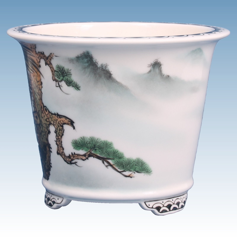 Bonsai - Schale, Kaskadenschale, rund  15 Ø x 11,5 cm, handbemalt  50864