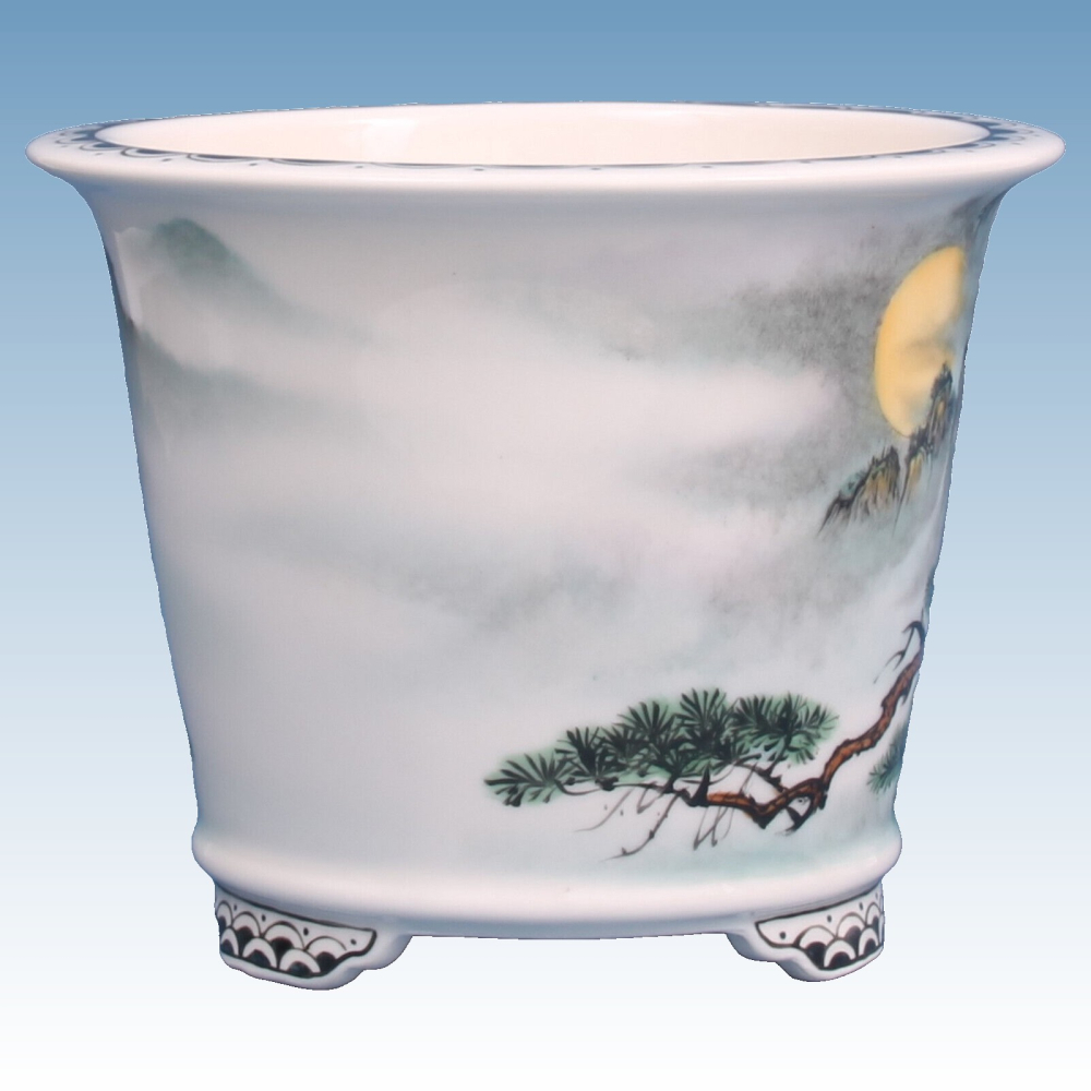 Bonsai - Schale, Kaskadenschale, rund  15 Ø x 11,5 cm, handbemalt  50864