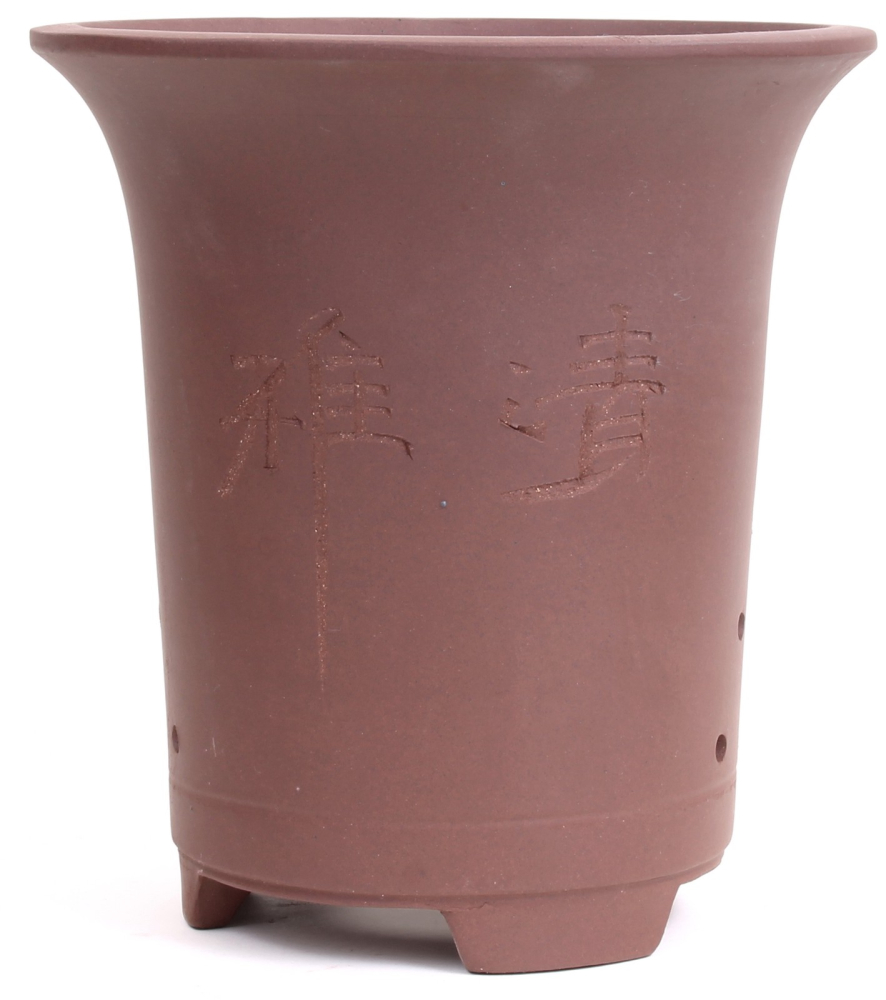 Bonsai - Kaskadenschale 20,5 x 19,5 Ø cm, braun, mit Motiv, 50907