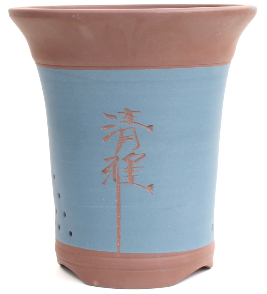 Bonsai - Kaskadenschale 25 x 23 Ø cm, blau-braun, mit Motiv, 50915