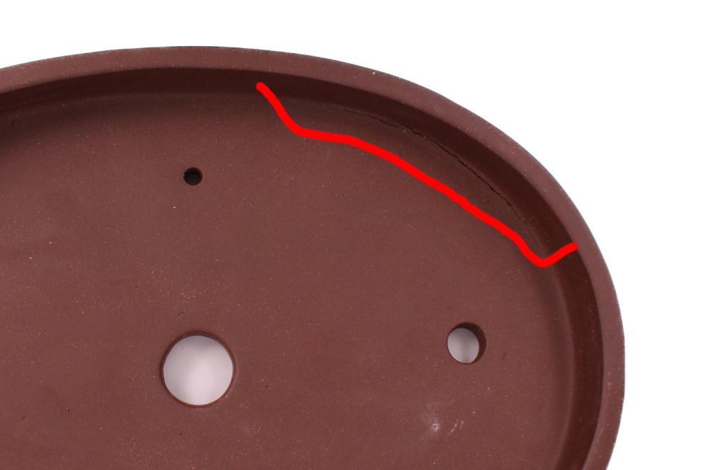 Bonsai - Schale Waldschale oval 37.5 x 26.5 x 5 cm unglasiert braun frostfest 51036A  2. Wahl