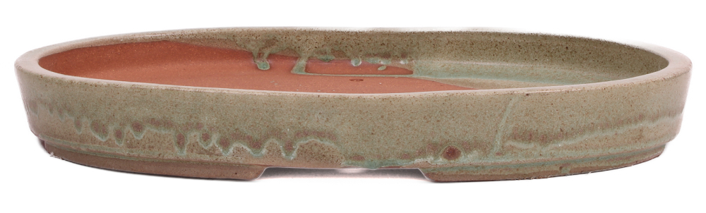 Bonsai - Schale Waldschale oval 37 x 26.5 x 5 cm mattgrün frostfest  51088