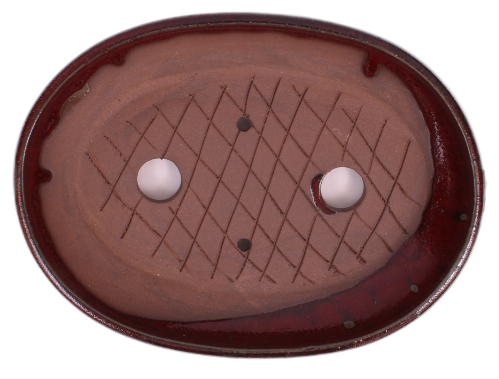 Bonsai - Schale, Waldschale, oval 24 x 18 x 4.5 cm bordeaux  51333