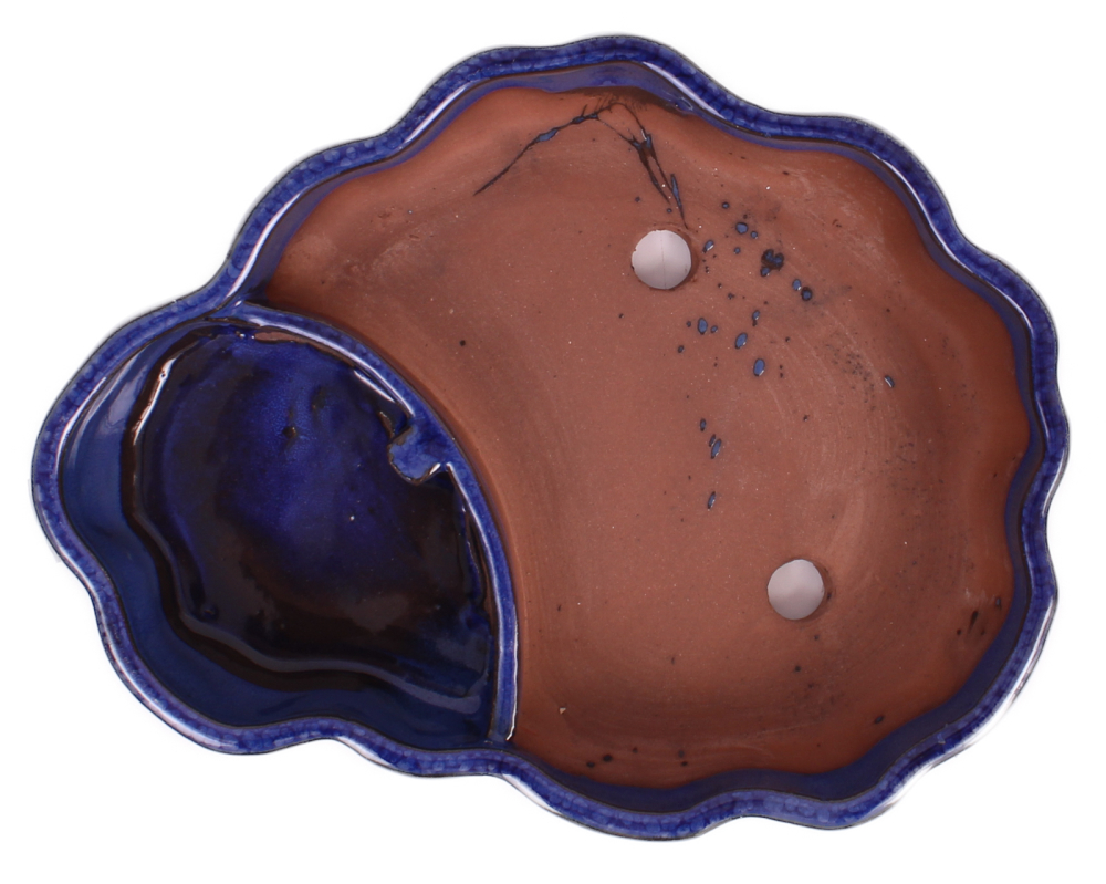 Bonsai - Schale, Wasserschale, oval 24.5 x 19 x 5.5 cm blau  51365