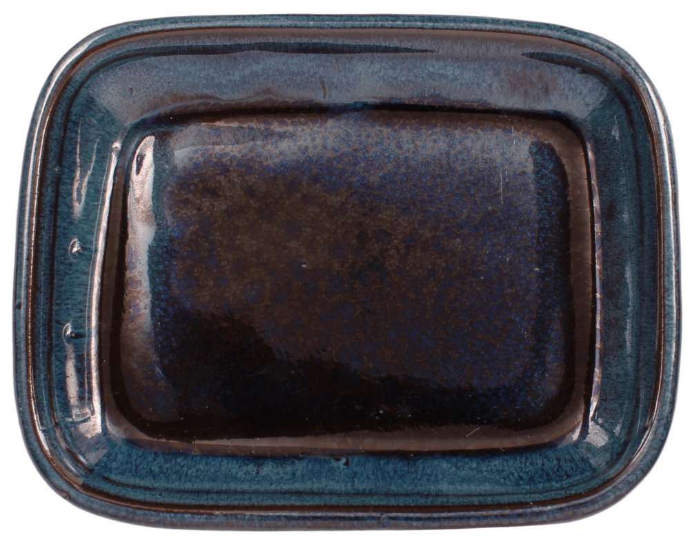 Bonsai-Untersetzer eckig 15 × 12 cm - innen 11 × 8 cm blaugrün Keramik