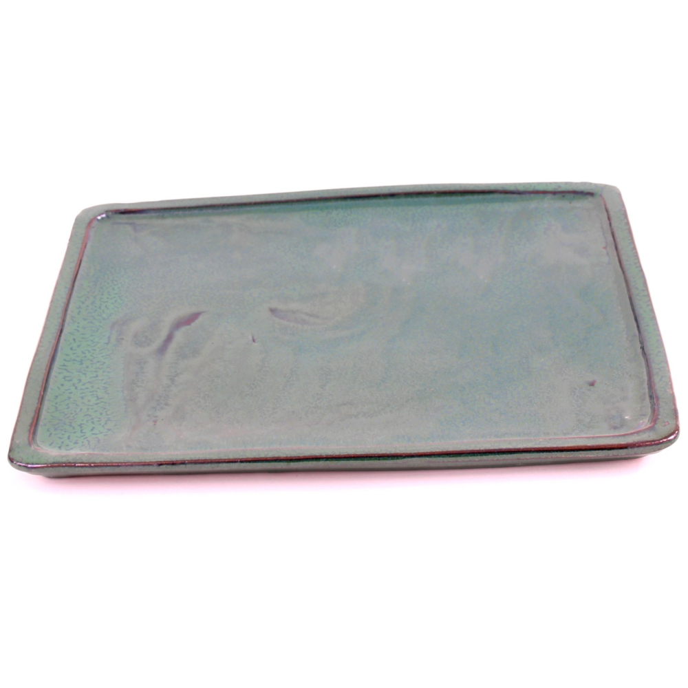 Bonsai - Untersetzer eckig 31.5 x 24.5 (innen 27.5 x 20.5)  cm grün Keramik 53302