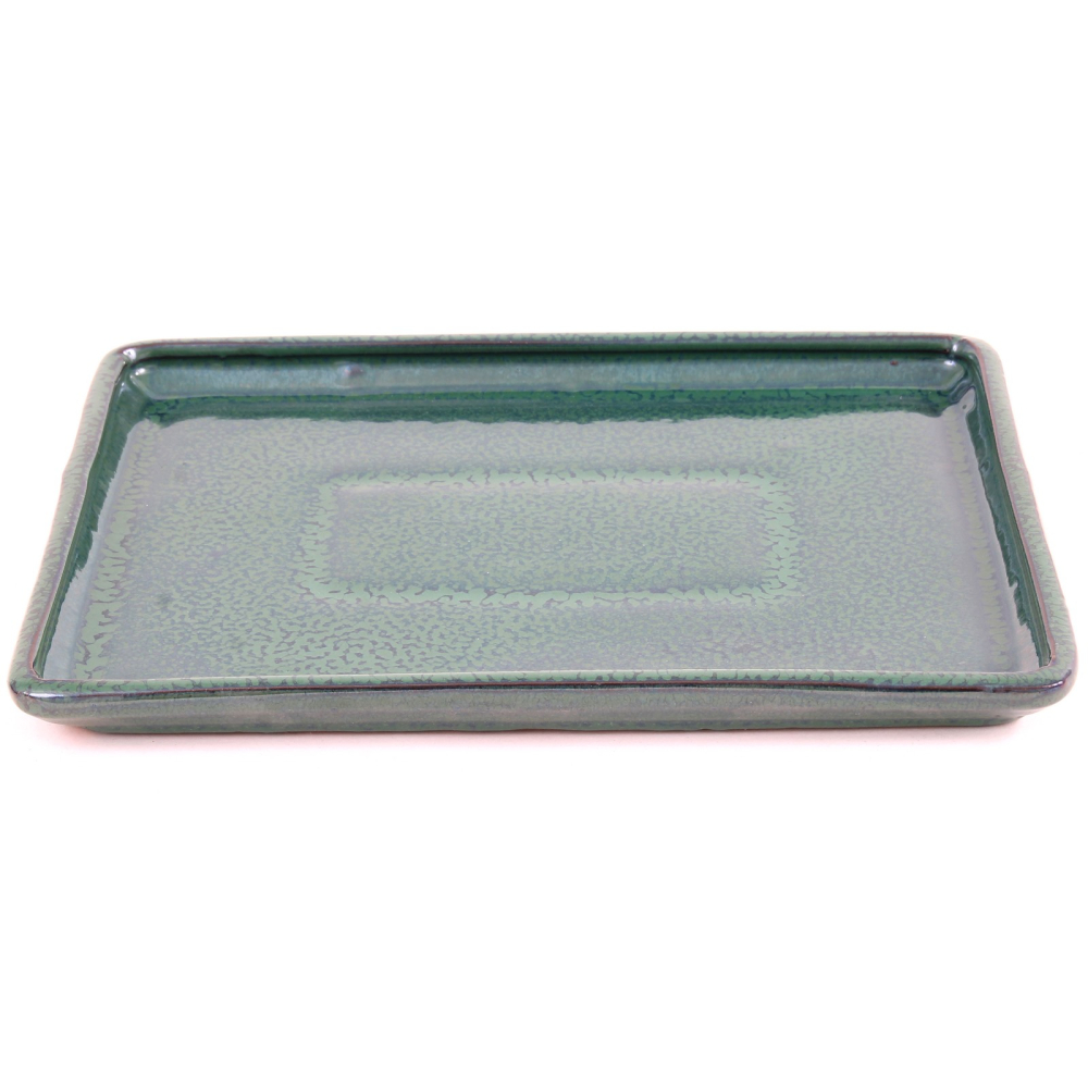 Bonsai - Untersetzer eckig 24 x 18.5 (innen 21 x 15.5) cm grün Keramik 53374