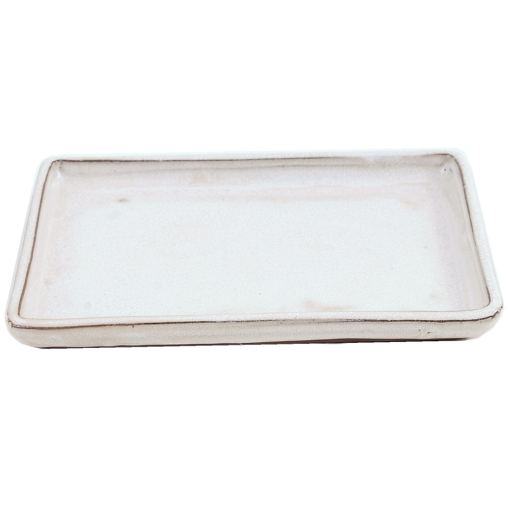 Bonsai - Untersetzer eckig 21 x 15 (innen 18.5 x 12.5 ) cm cremefarben Keramik  53320
