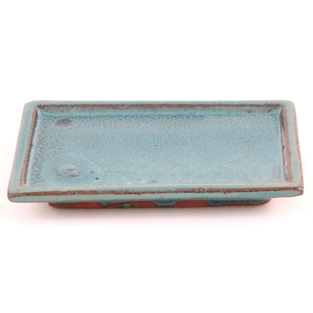 Bonsai - Untersetzer eckig 14.5 x 9.5 (innen 12.5 x 7.5) cm grün Keramik 53356