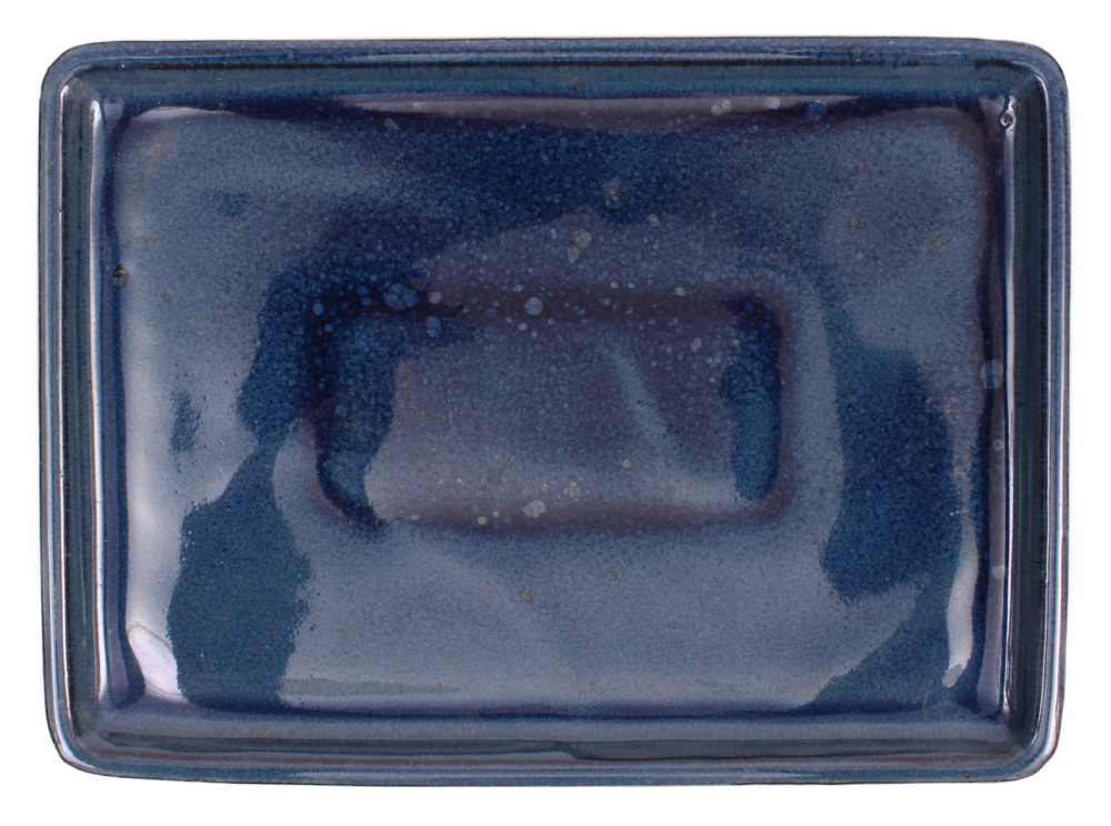 Bonsai - Untersetzer eckig 20.5 x 14.5 (innen 17.5 x 11.5) cm graublau Keramik 53362