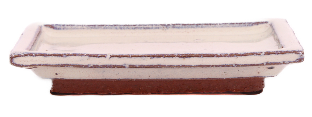 Bonsai - Untersetzer eckig 11 x 7.5 cm (innen 8.5 x 5) cremefarben Keramik  53376