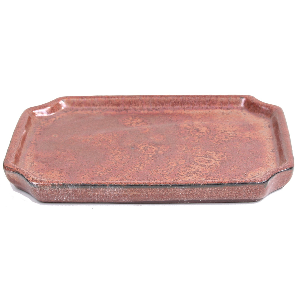 Bonsai - Untersetzer eckig 19.5 x 13.5 (innen 16 x 10) cm kupferfarben Keramik 53905