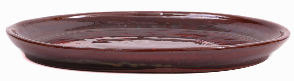 Bonsai - Untersetzer oval 30.5 x 24 (innen 25 x 18.5) cm braun/rot Keramik 54025