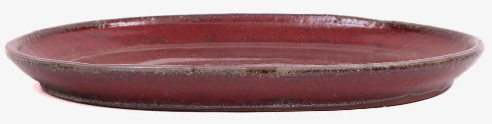 Bonsai - Untersetzer oval 30.5 x 24 (innen 25 x 18.5) cm bordeaux Keramik 54026