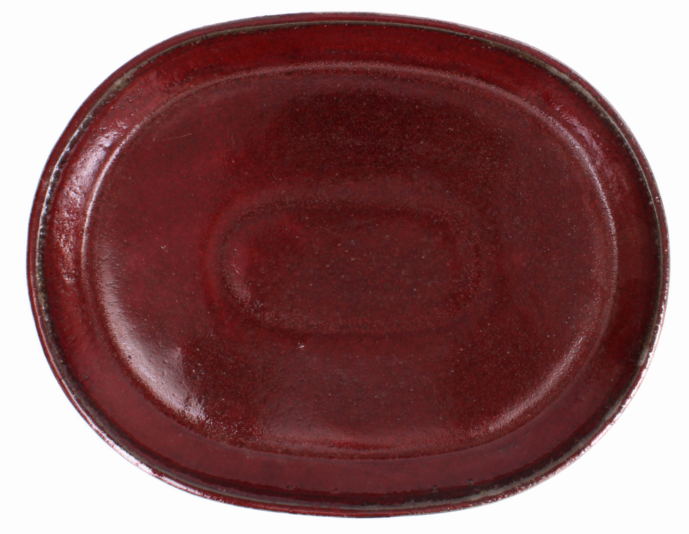 Bonsai - Untersetzer oval 30.5 x 24 (innen 25 x 18.5) cm bordeaux Keramik 54026