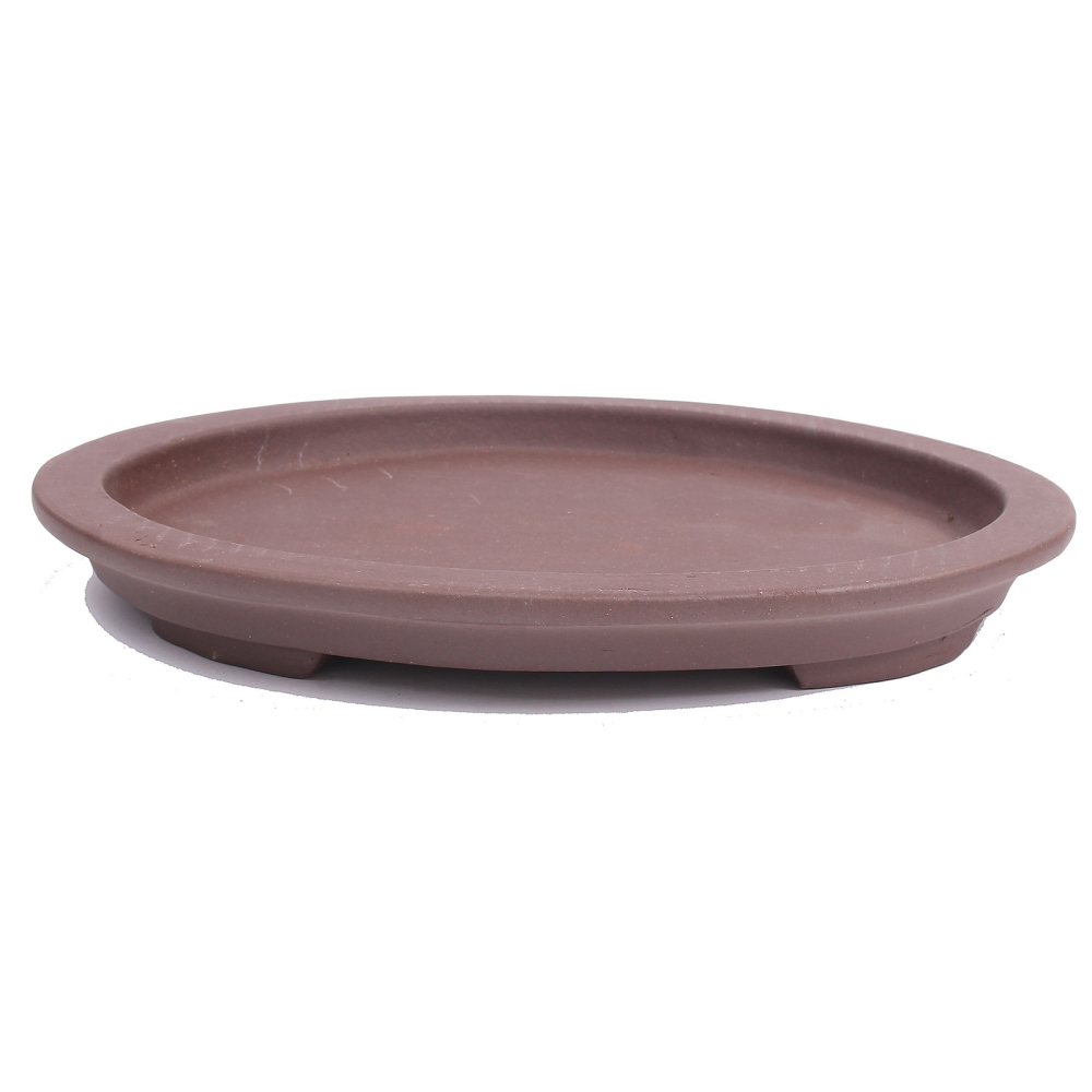 Bonsai - Untersetzer oval 31.5 x 26.5 (innen 26.5 x 21.5) cm Braun Keramik unglasiert 54029