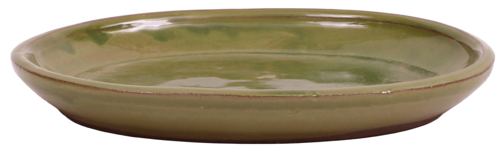 Bonsai - Untersetzer oval 20 x 16.5 (innen 15.5 x 12) cm grün Keramik 54037