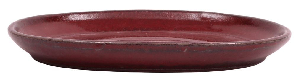 Bonsai - Untersetzer oval 25.5 x 20.5 (innen 20.5 x 15.5) cm bordeaux Keramik