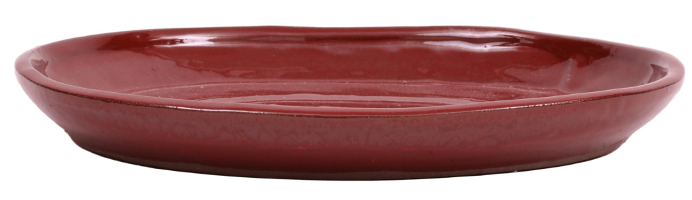 Bonsai - Untersetzer oval 25.5 x 20.5 (innen 20.5 x 15.5) cm braunrot Keramik