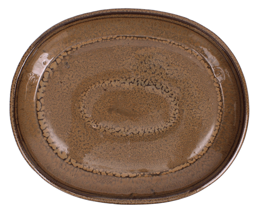 Bonsai - Untersetzer oval 25.5 x 20.5 (innen 20.5 x 15.5) cm hellbraun Keramik 54046