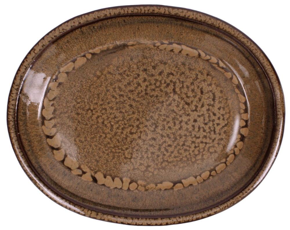 Bonsai-Untersetzer oval 15 × 12 cm - innen 11 × 8 cm hellbraun Keramik