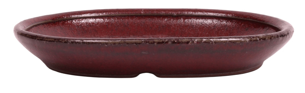 Bonsai-Untersetzer oval 15 × 12 cm - innen 11 × 8 cm bordeauxfarben Keramik