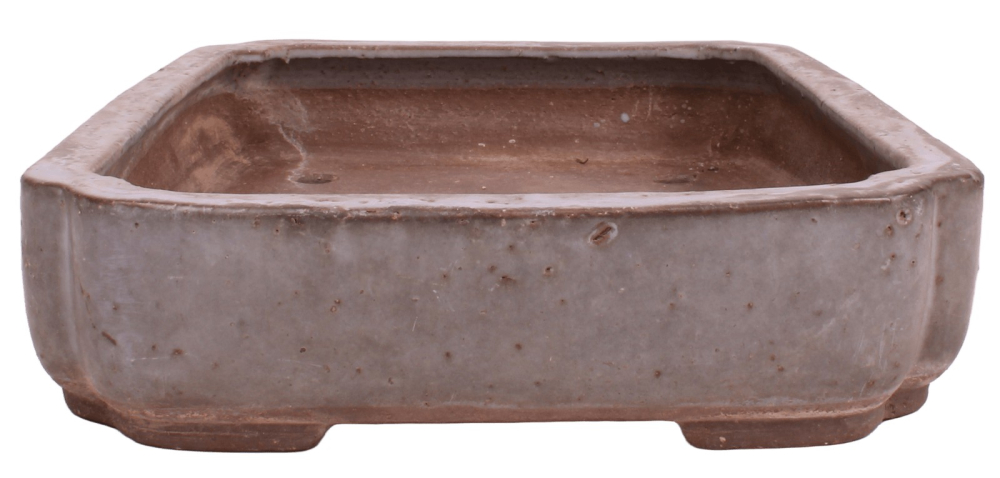 Tokoname Bonsai-Schale Yoshimura eckig 42,1×29 ×7,7cm – grau-graublau gebraucht 58003