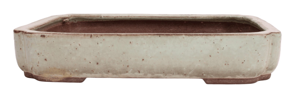 Tokoname Bonsai-Schale Yoshimura eckig grünlich glasiert 41,2 × 28,6 × 7,8 cm gebraucht 58011