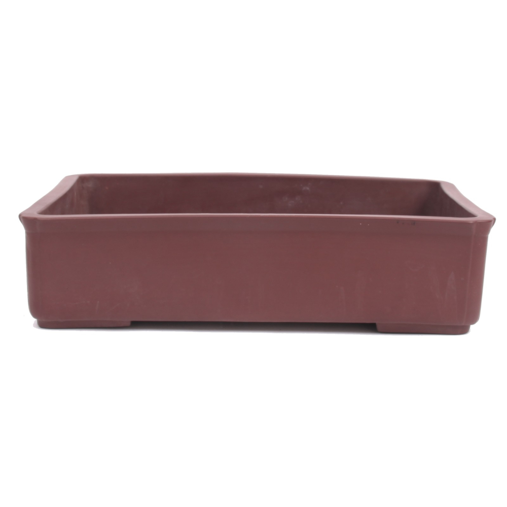 Tokoname Bonsaischale von Koyo 30,5 x 20,5 x 7,8 cm eckig braun unglasiert  58071
