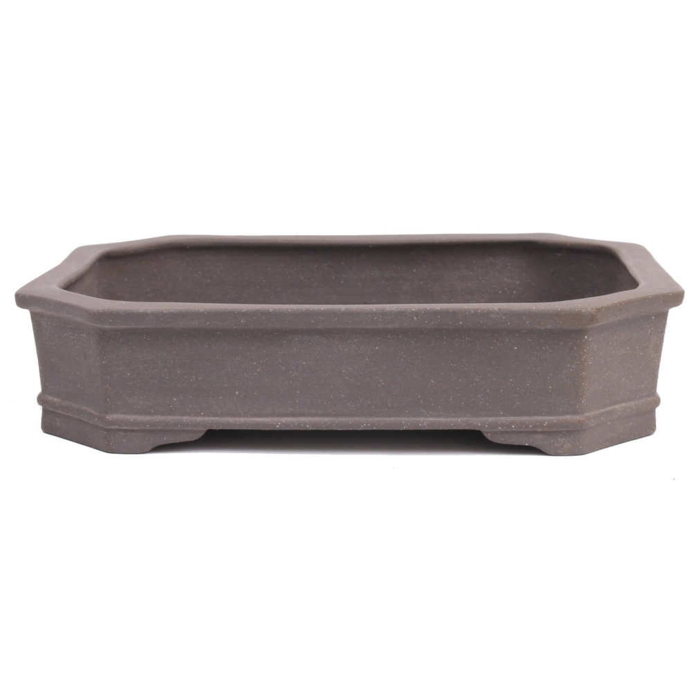 Tokoname Bonsaischale von Koyo 33 x 26,5 x 7,7 cm grau unglasiert eckig 58074