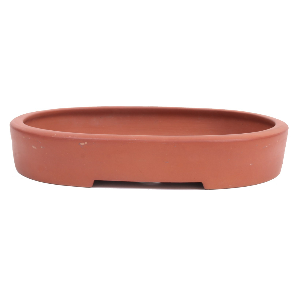 Tokoname Bonsaischale von Koyo 29 x 22,5 x 5,5 cm, oval rotbraun unglasiert  58075
