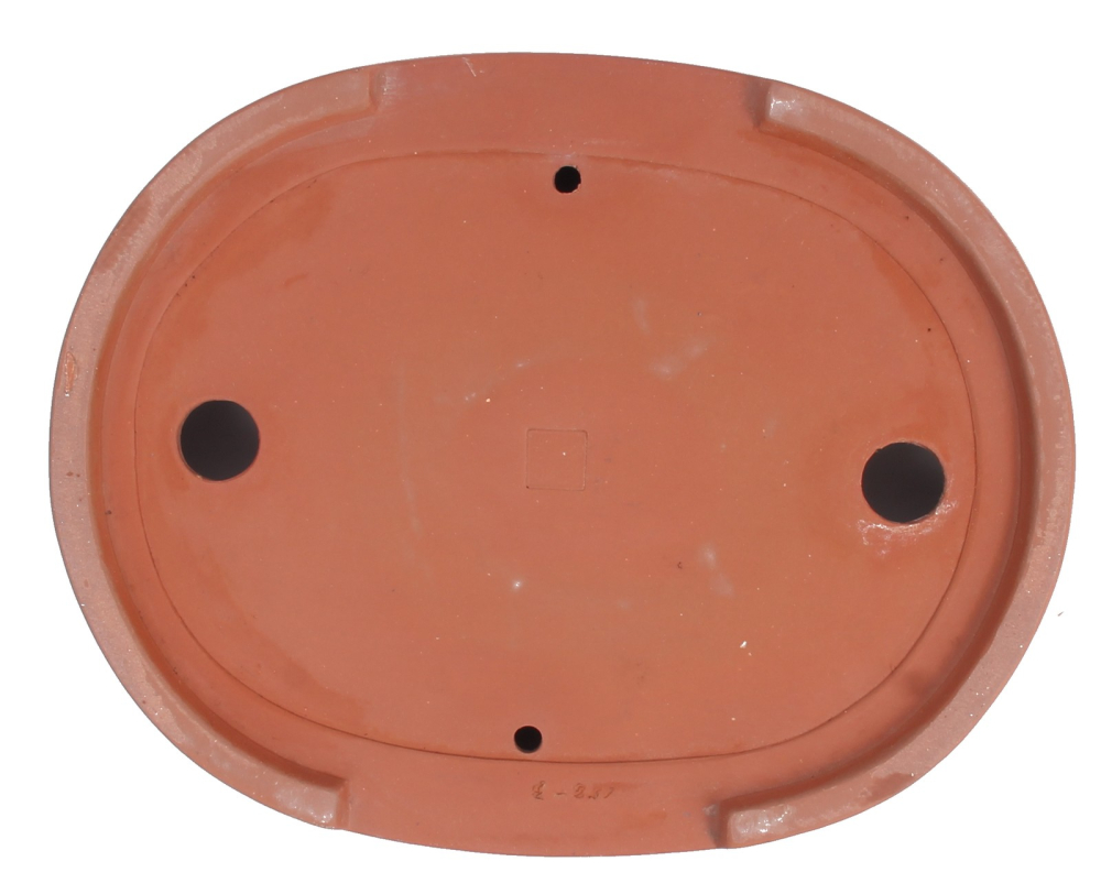 Tokoname Bonsaischale von Koyo 29 x 22,5 x 5,5 cm, oval rotbraun unglasiert  58075