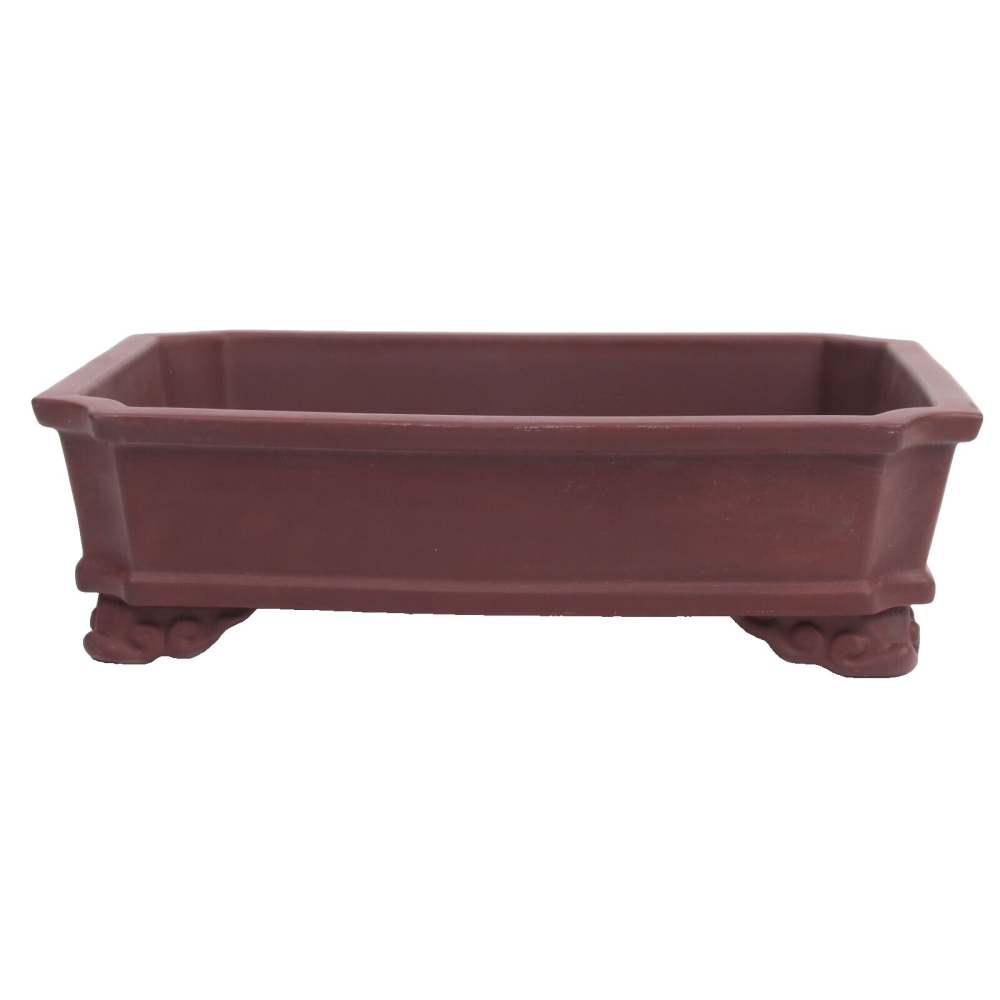 Tokoname Bonsaischale von Koyo 30,5 x 24 x 9 cm, eckig braun unglasiert  58082