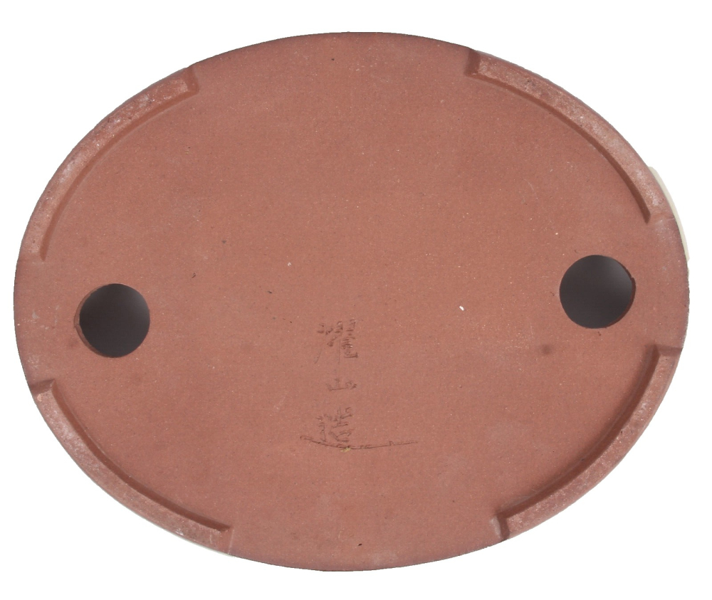 Tokoname Bonsaischale von Youzan - 31,5 x 25,5 x 5,5 cm - oval - matt gelb - 58105