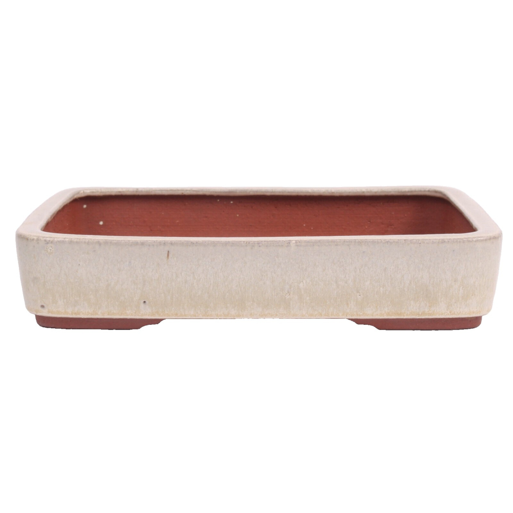 Tokoname Bonsaischale von Youzan - 30,5 x 22,5 x 6 cm - eckig - creme - 58114